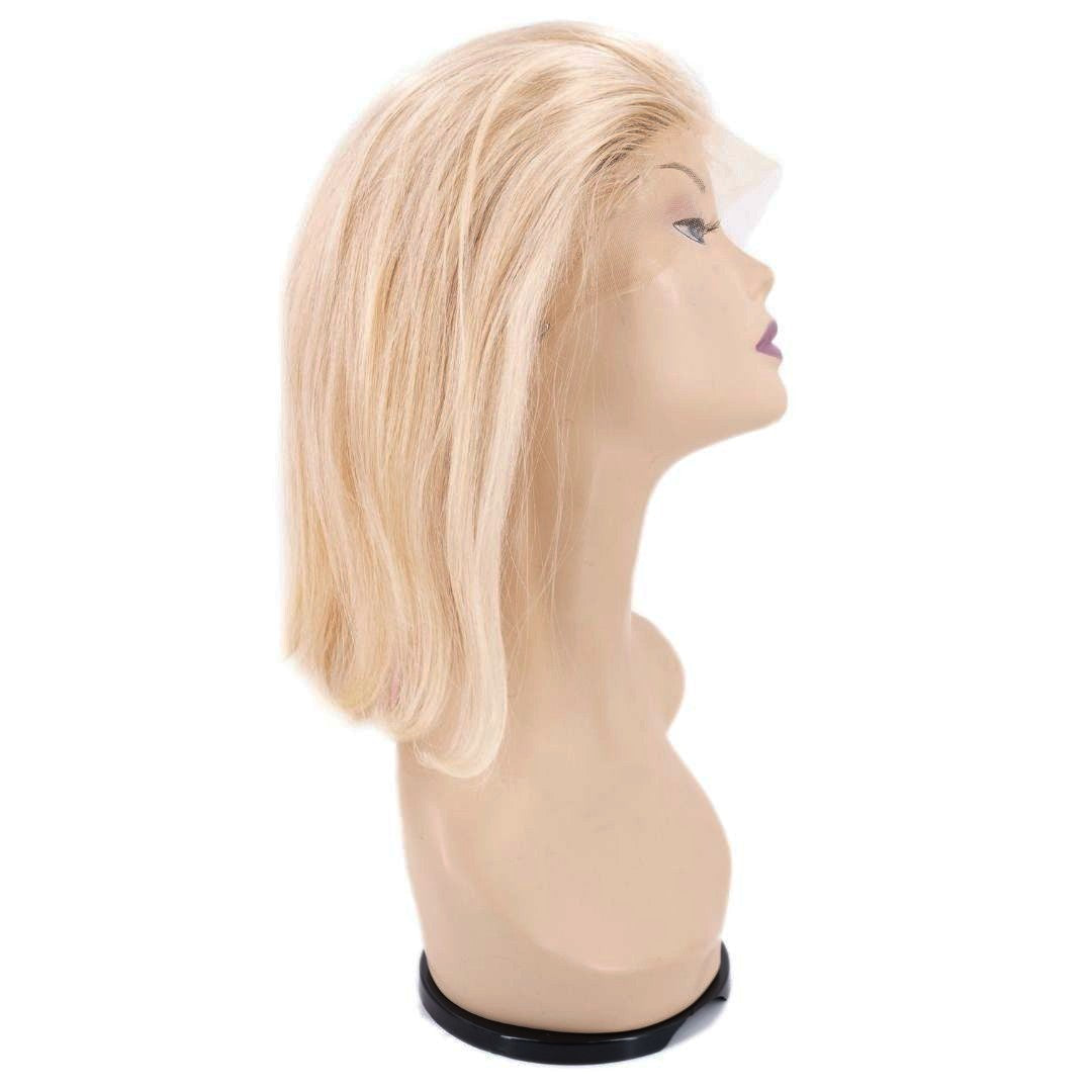 Blond Straight Bob Virgin Hair Wig on a mannequin head