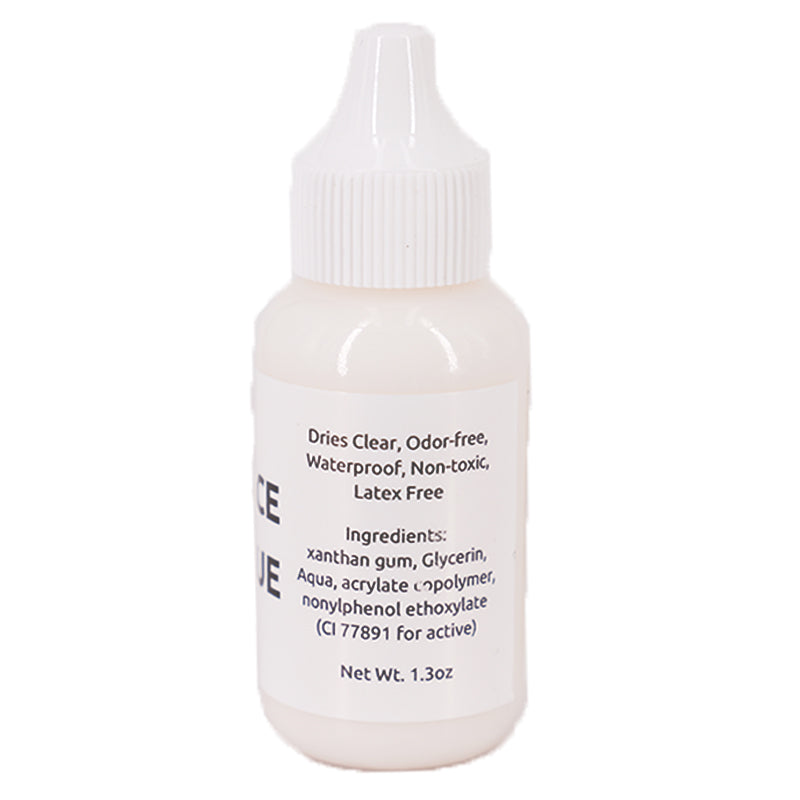 The Lace Paste Xtra Hold by hairdiamondz comes in a small white bottle with a pointed cap and features a label describing its contents: dries clear, odor-free, waterproof, and non-toxic. Ideal for use as lace frontal glue, it includes ingredients like xanthan gum, glycerin, and acrylate copolymer. The net weight is 1.3 oz.